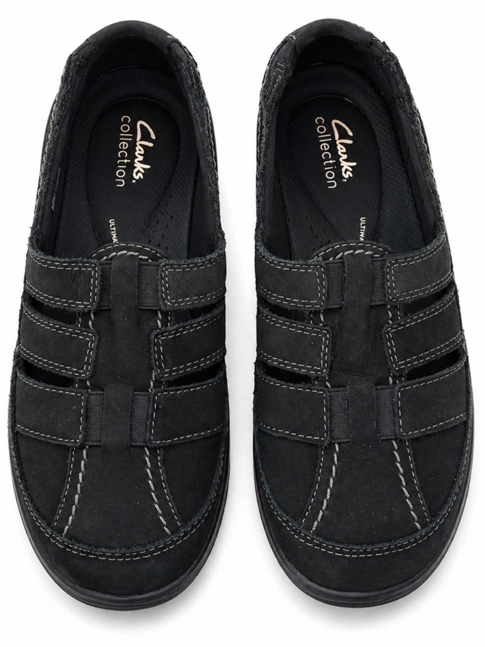 Clarks Collection Haley Stork Black Suede‎ Comfort Walking Shoes Womens 8W